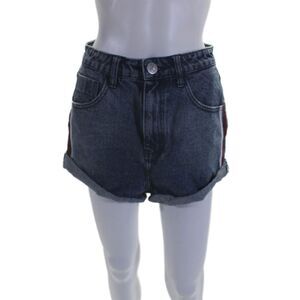 One X One Teaspoon Womens Denim High Rise Cuffed Shorts Blue Cotton Size 28